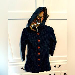 Matilda Jane Homeroom True Blue Hooded Willow Jacket Size 2 Girls Polka Dot